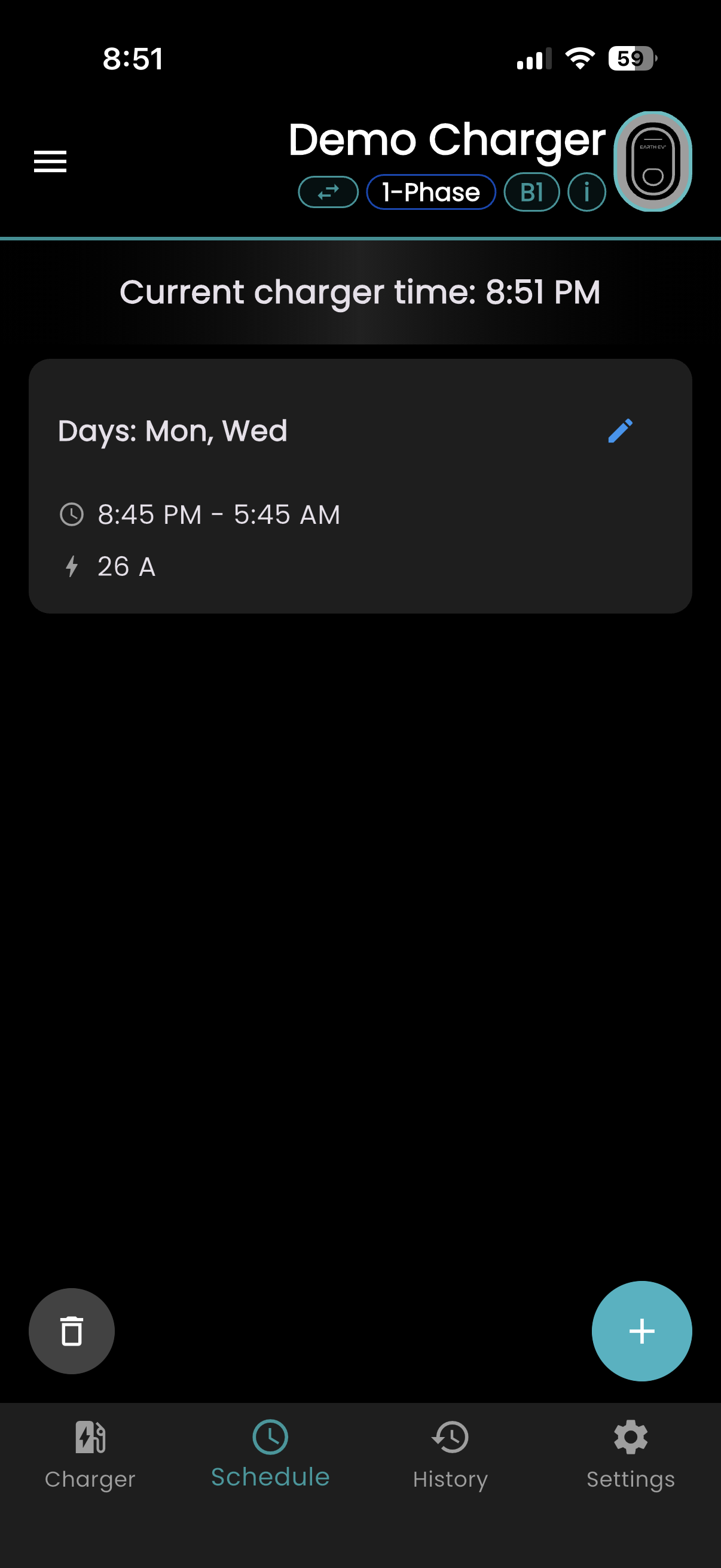 Saved schedule confirmation